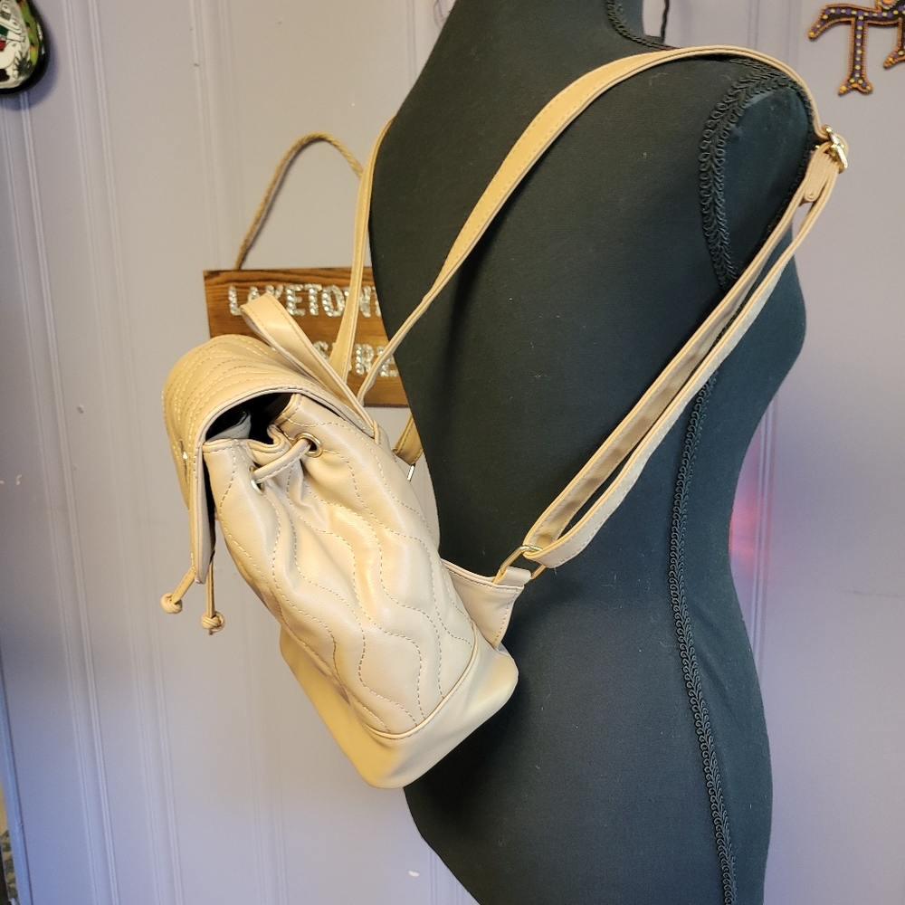 Alexis Bendel Beige Quilted Women's Backpack - Picture 3 of 10